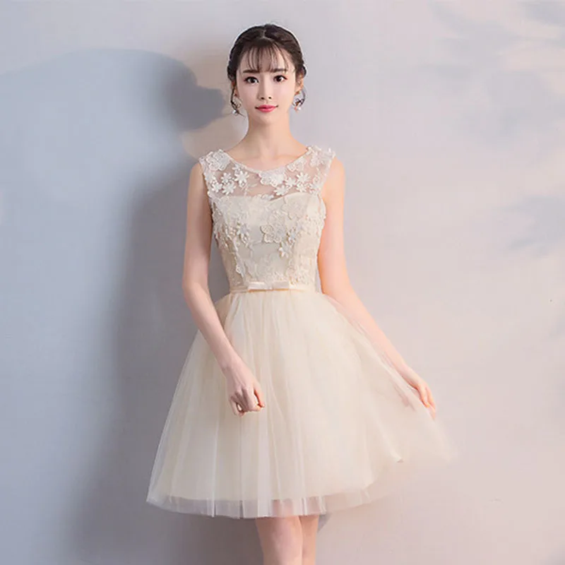 Короткие коктейльные платья цвета шампанского с рукавами женское платье бантом