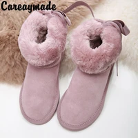 careaymade korean bow winter snow boots women 2020 new short tube students lovely loaf bread shoes boots and cotton shoes