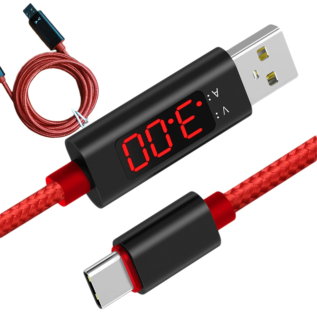 1 м Micro USB Type-C кабель Тип C тестер напряжения тока измеритель дисплей в нейлоновой