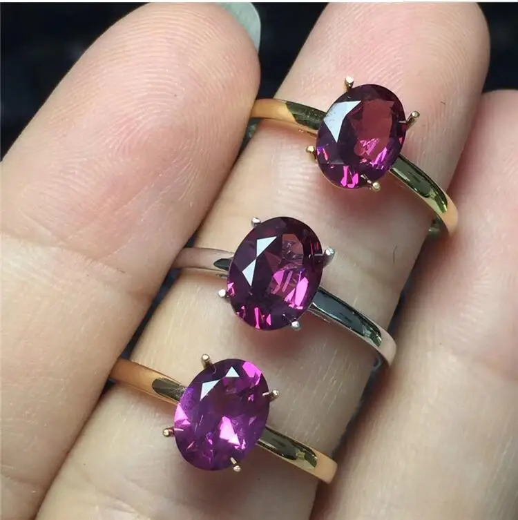 Кольцо на палец из натурального граната 18k золото 8*10 мм для мужчин и женщин 6*8 |