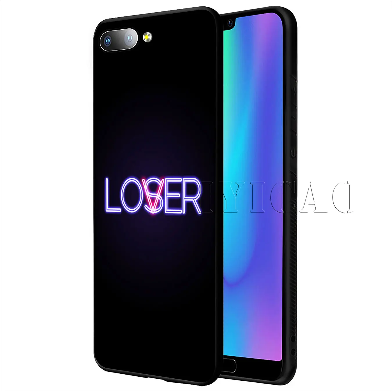 IYICAO цветной текст на черном фоне мягкий чехол для Huawei P20 Pro P10 P8 P9 P30 Lite Mini 2017 P Smart