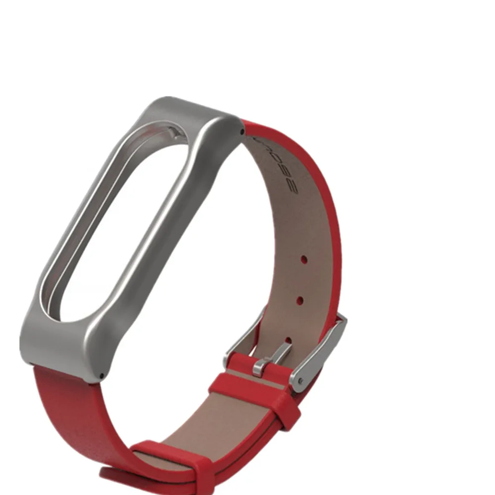 Silver Red Ремешок mi jobs из натуральной кожи для Xiaomi mi Band 2 Смарт-часы Безвинтовой браслет mi band 2 ремешок mi band 2 ремешок безвинтовое запястье - Цвет: Silver Red