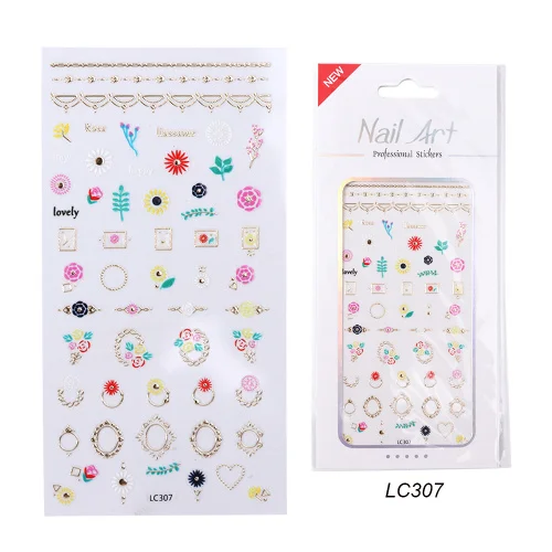 1 шт стикеры 3D на ногти Nail Art Наклейки, Клейкие Ювелирные изделия, ползунок, геометрические цветы, обертывание ногтей, золотое ожерелье, украшение для маникюра, TRLC301-312 - Цвет: LC307