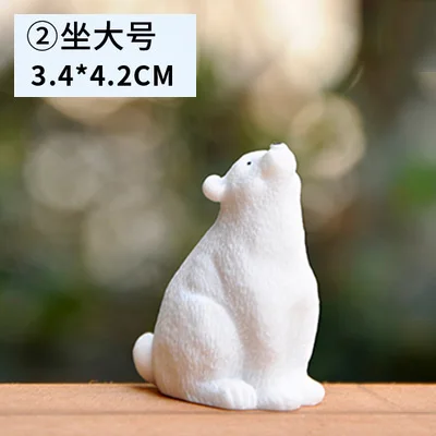 2 BAIUFOR Animal Miniatures Polar Bear White Lovely Mother Bear Keychain Material Terrarium Figurines DIY Fairy Garden Decor - Color: 2