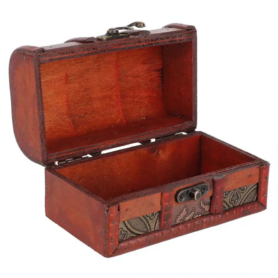 Винтажный маленький сундук с сокровищами деревянный замок для ювелирных изделий