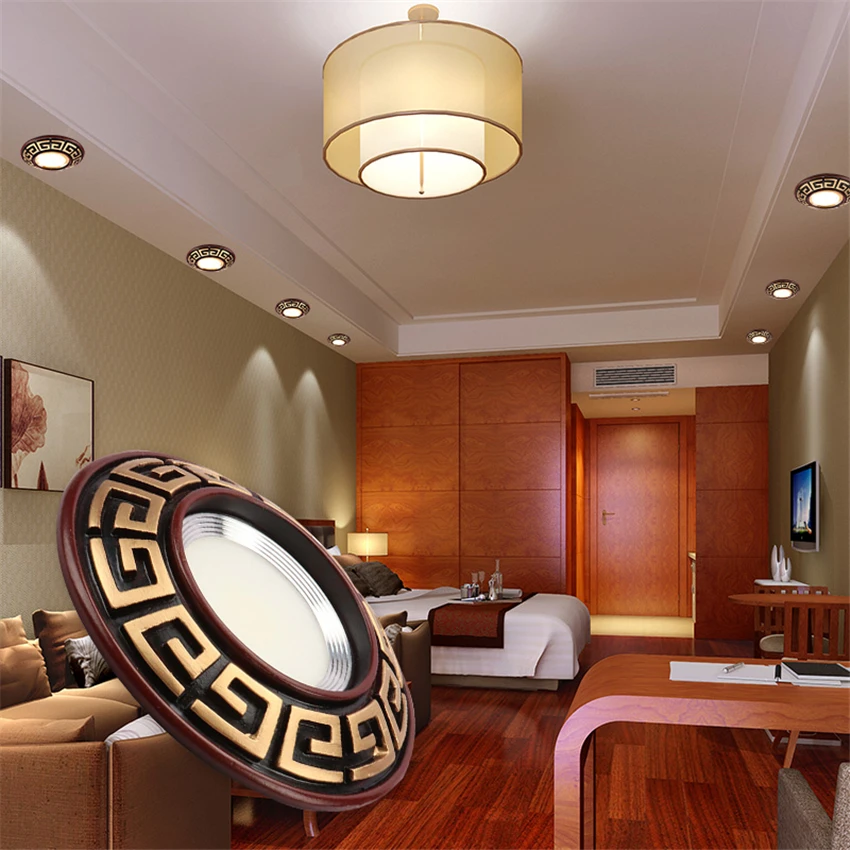 $46.58 Chinese Tradition Spotlight Dimming Ceiling Lamps Bedroom Smallpox Living Room Downlight Retro Ceiling 3W Bull Eye Lamp Fixture