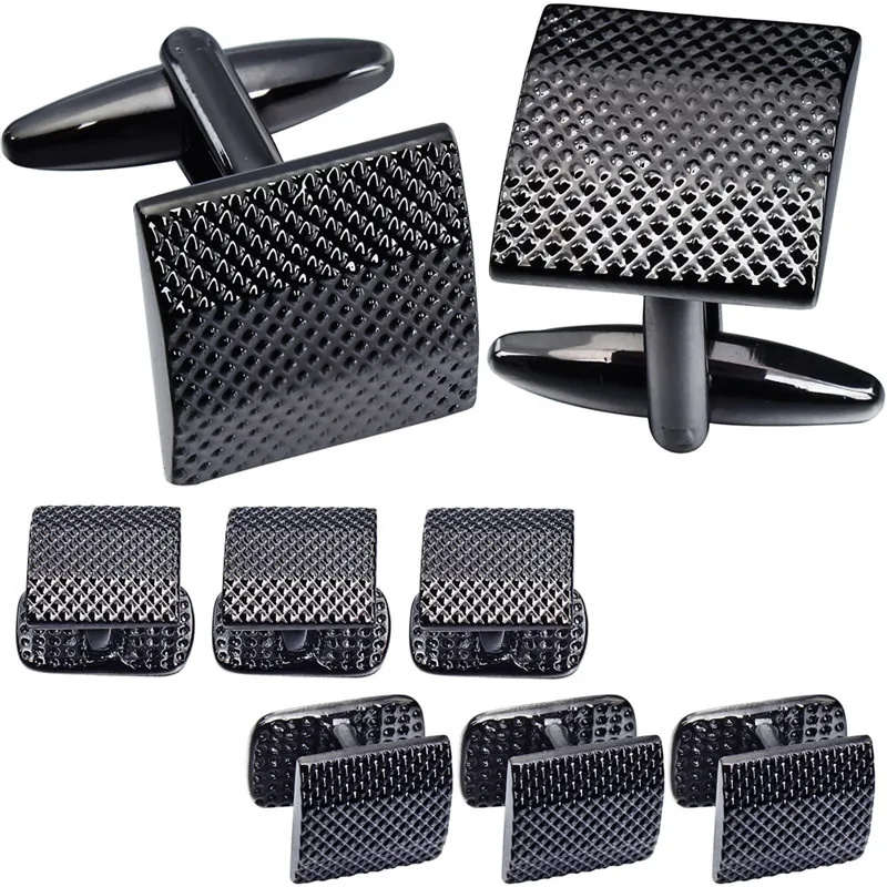 

6 PCS Set Black Cufflinks Collar Studs for Men Tuxedo HAWSON