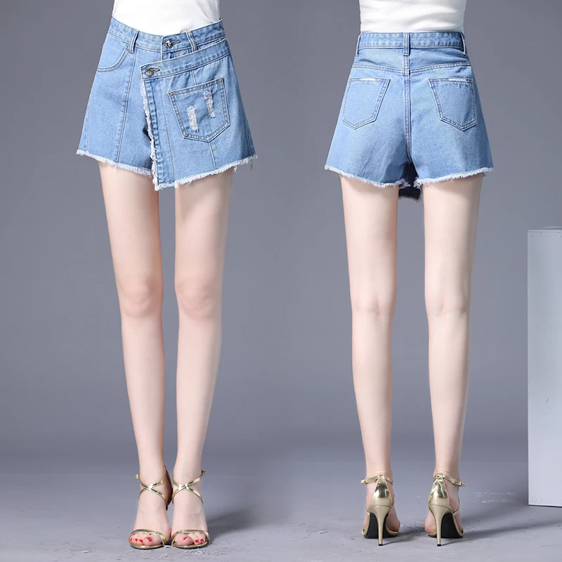 DTYNZ джинсовая юбка большого размера свободные нерегулярные боковые джинсовые