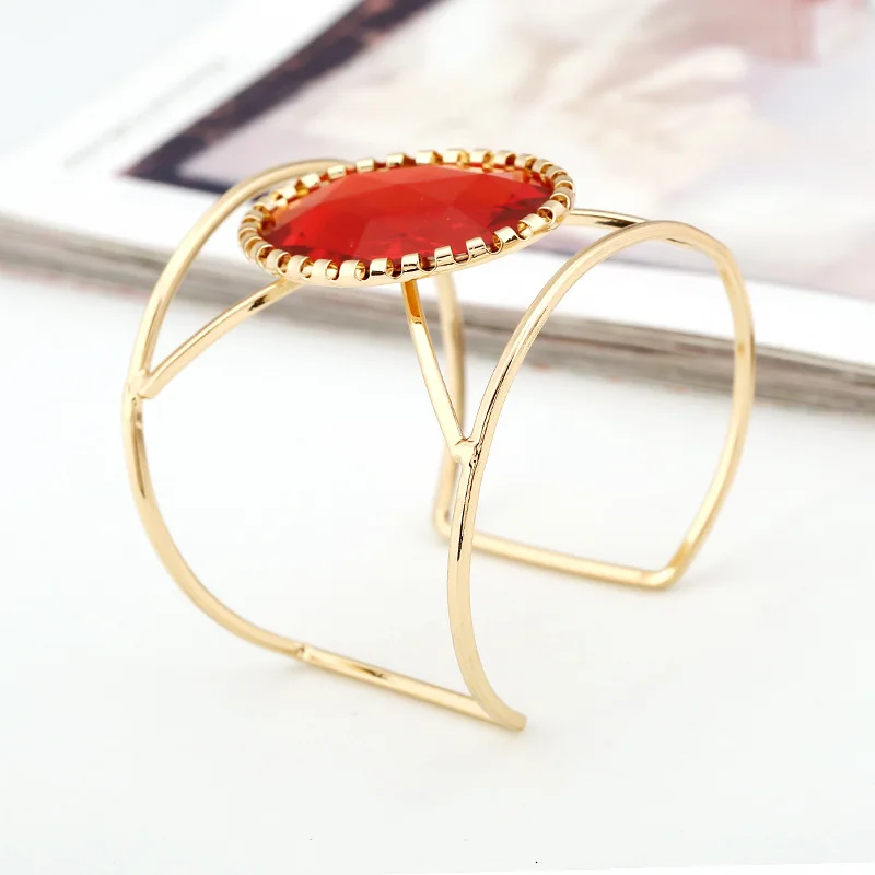 Модные трендовые металлические браслеты LZHLQ с овальным камнем простые широкий