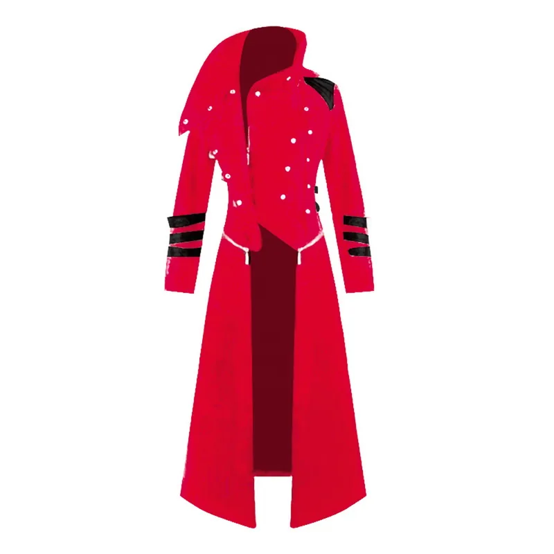 Мужской Готический Тренч HEFLASHOR красный вечерний пиджак с капюшоном и длинным