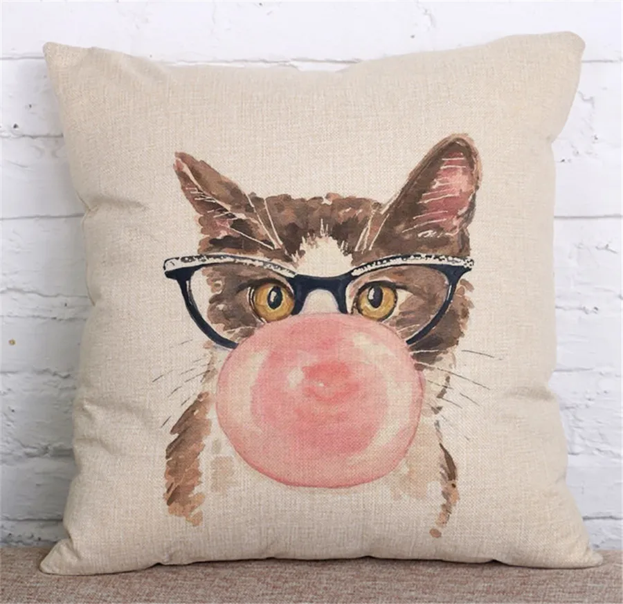 Симпатичная кошка собака животное хлопковая льняная Декоративная Наволочка на
