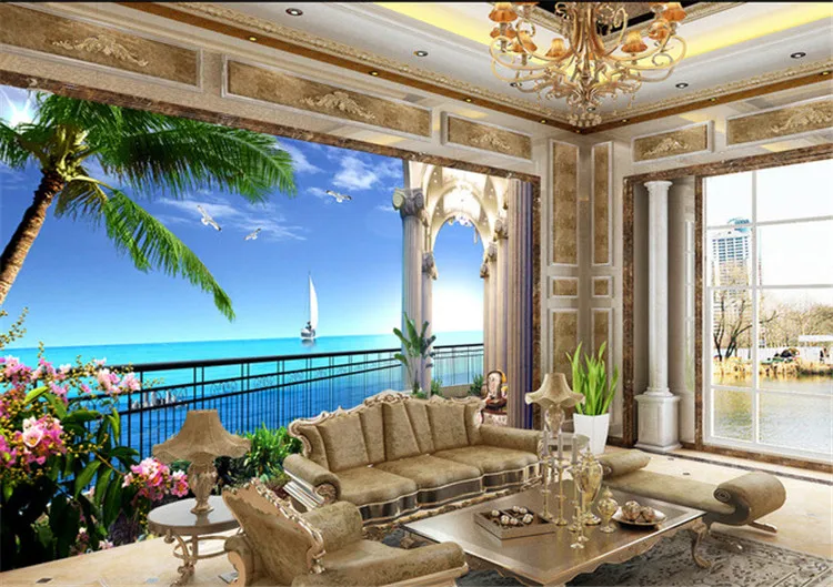 Seaview PIP пользовательские фото обои арт Ресторан Ретро диван фон 3d настенная