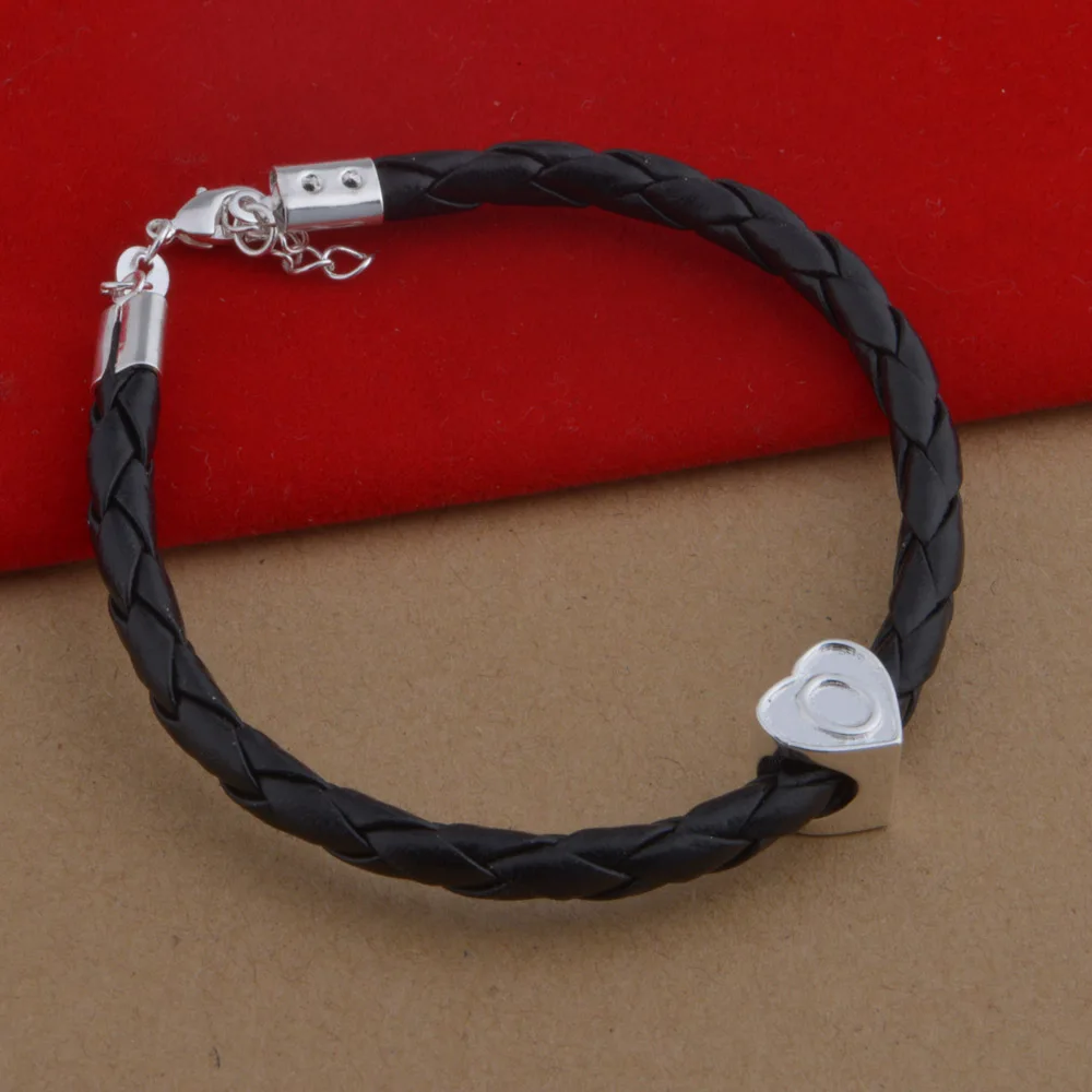 Новый Модный женский браслет с черным веревочным сердцем красивым покрытием