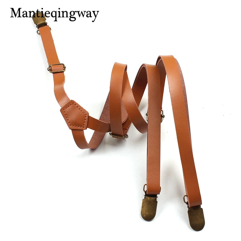 Женские и мужские подтяжки Mantieqingway регулируемые из искусственной кожи с ремнем