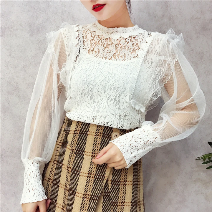Amolapha 2018 весенние женские кружевные блузки и майки модные с вырезами|crochet blouse|blouse