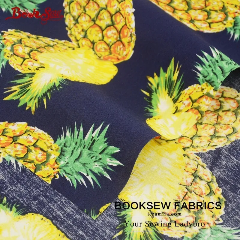 Booksew 100% Cotton Poplin Fabric Pineapple Pattern Tissue Tecido Dark Blue Sewing Home Textile For Dress Clothing Craft Shirt | Дом и сад