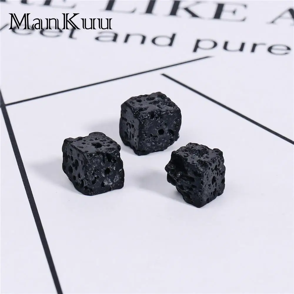 

ManKuu 8mm Cube Square Black Lava Beads Natural Volcanic Rocks Stone For Jewelry Making Handmade DIY Accessories 50pcs/Lot