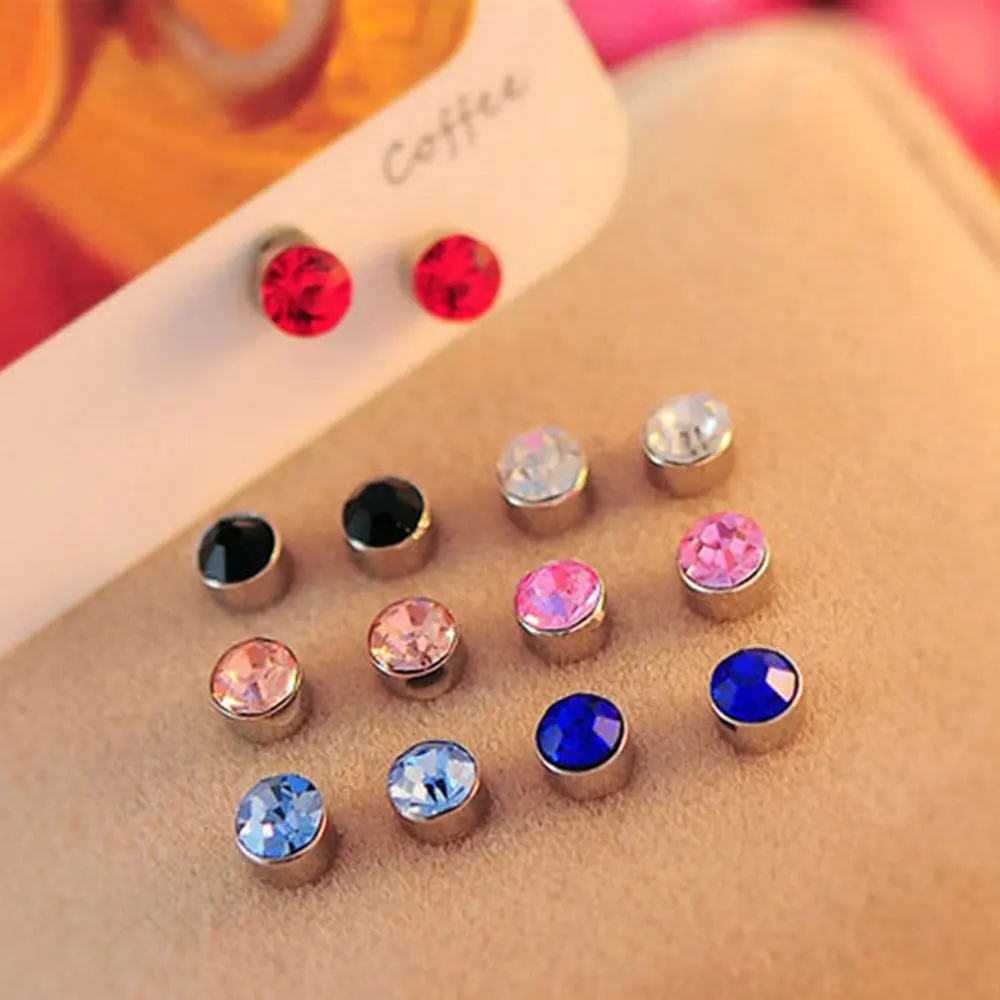 JOYA GIFT Stainless Steel Mens Womens Magnetic Stud Earrings Non Piercing Clip on CZ for Women Send Gift Bag Packaging | Украшения и