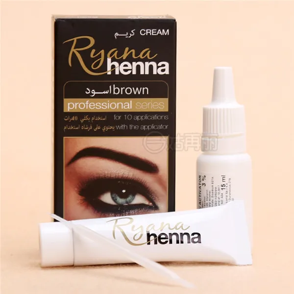 Henna Brown Профессиональная Серия Ryana хна натуральная бровей гелевые, для ресниц коричневый, черный Цвет оттенок кремовый комплект, 15-минутный быстро оттенок простой краситель - Цвет: Henna Brown