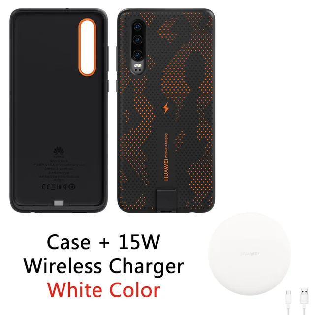 Huawei P30, беспроводной зарядный чехол, официальный huawei CNR216, UVT Qi, 10 Вт, Магнитная задняя крышка, поддерживает автомобильное крепление, ELE-L09/L29 - Цвет: Orange Case Bundle