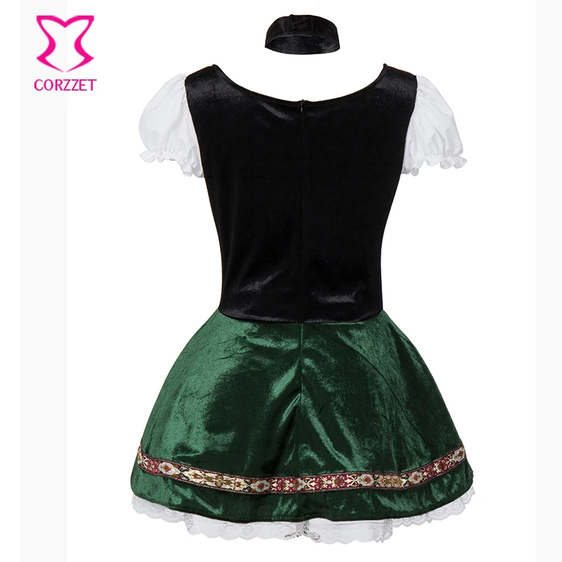 

Green / White Sexy Oktoberfest Costume Women German Beer Girl Outfit Bavarian dress Adult Cosplay Plus Size Halloween Costumes