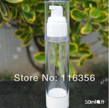 

50ml airless vacuum pump lotion bottle with white pump/bottom / transparent lid