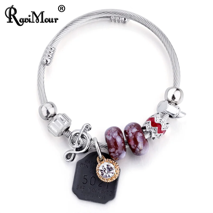 Браслет-манжета RAVIMOUR в стиле панк Femme серебряный цвет стальная цепочка женские