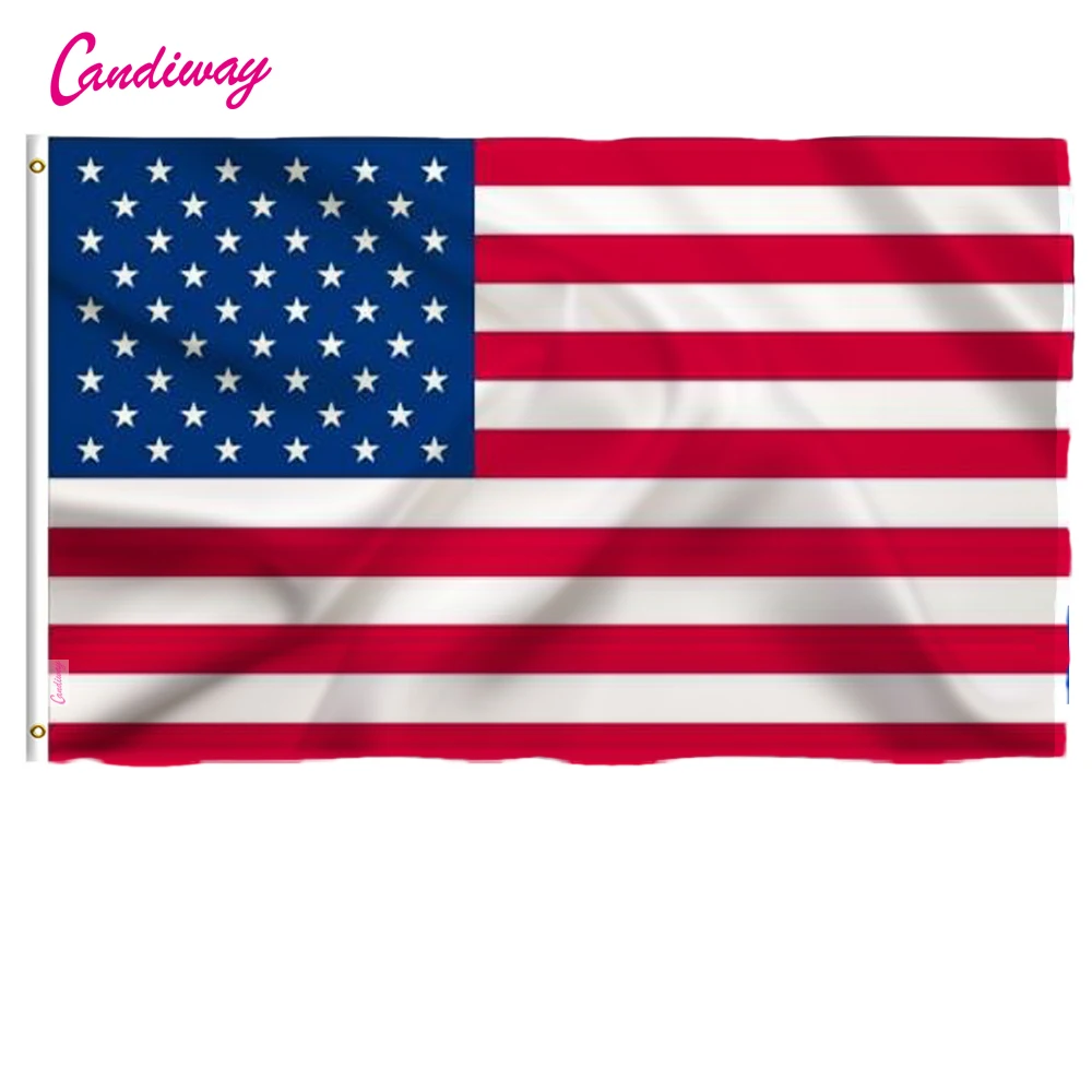 

Candiway 3x5 Foot American US Vivid Color and UV Fade Resistant Canvas Header Double Stitched USA Flags with Brass Grommets