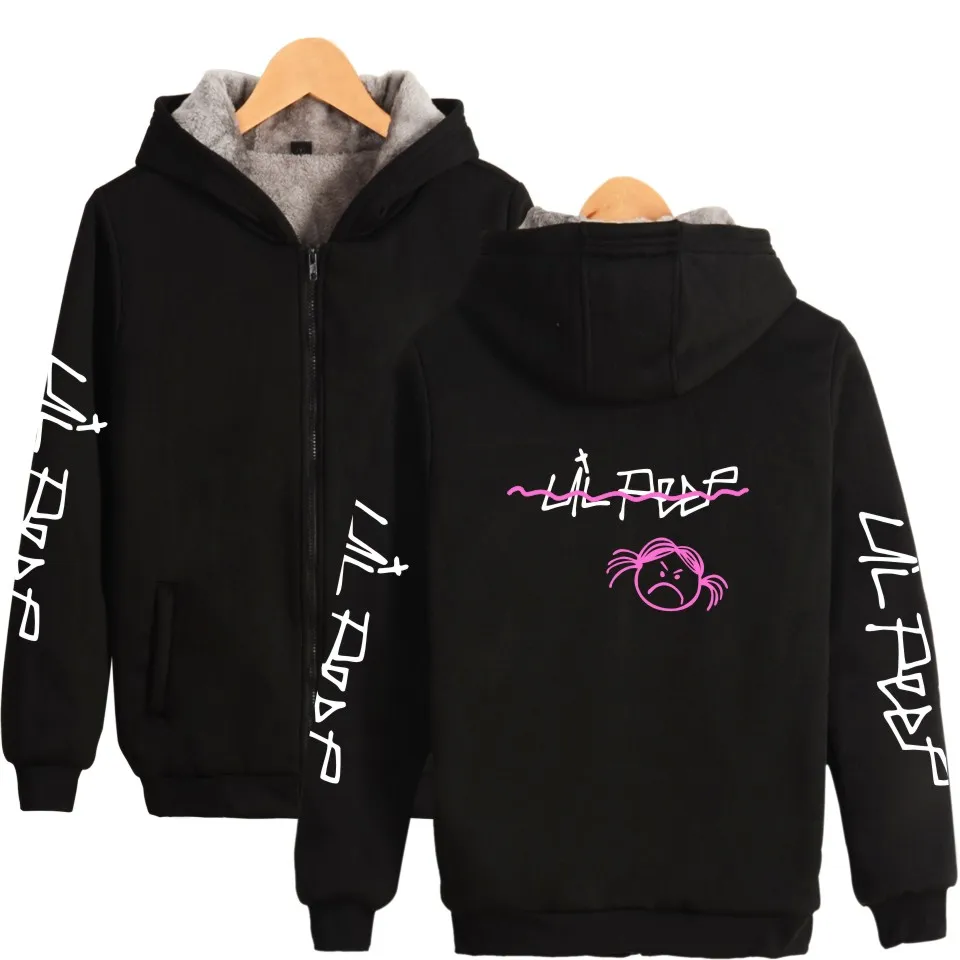 Lil Открытый толстовки на молнии удобные Homme Печать Мода свободный свитер с