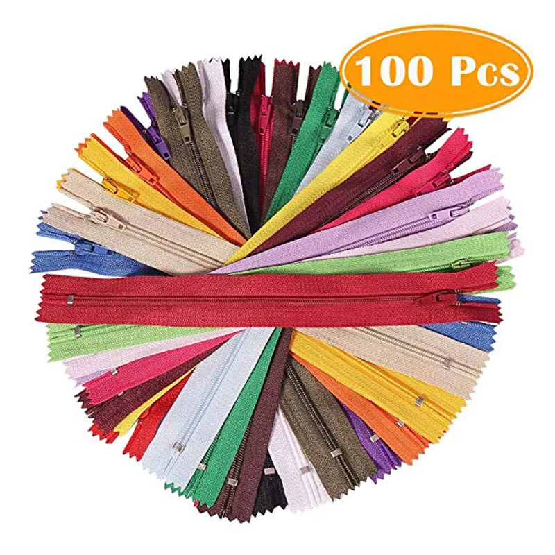 

100Pcs 9 inch Nylon Coil Zippers Bulk for Sewing Crafts (Assorted Colors) Sewing Nations and Supplies