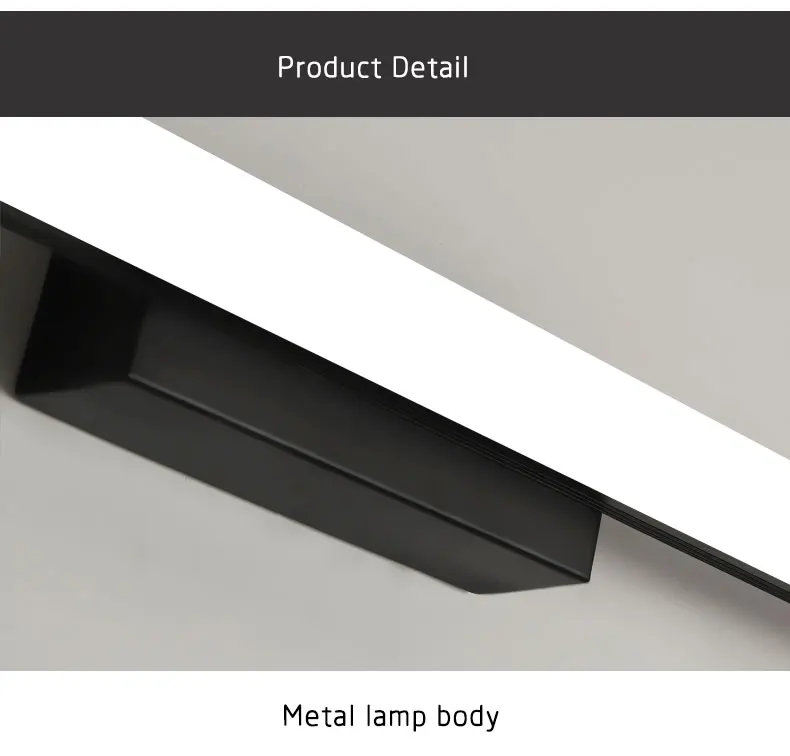 Bathroom Lamp Modern Led Wall Light L60 80 100cm Large Black&Silver Body Led Wall Lamp Bathroom Mirror Front Lights AC110V 220V