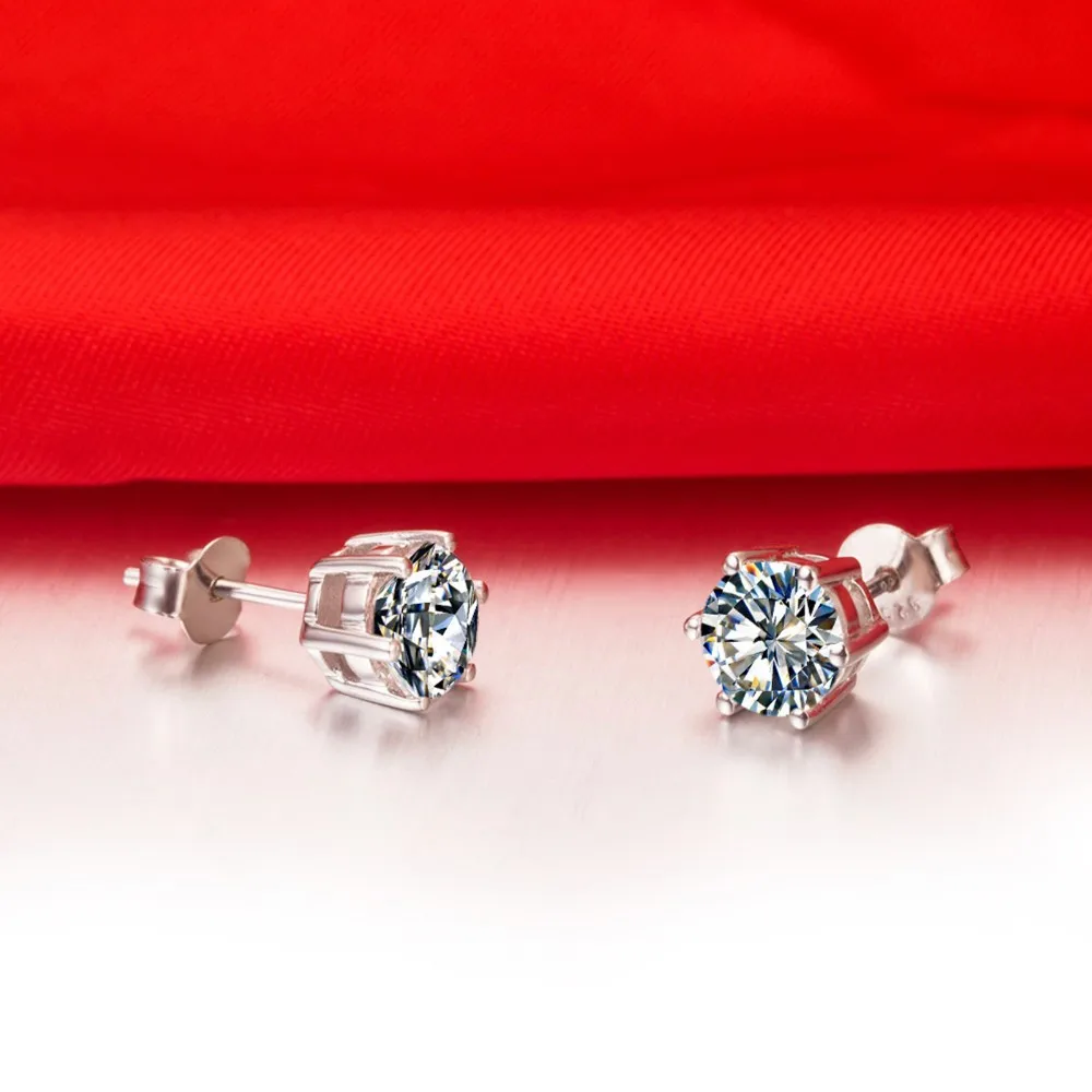 Твердые 14 К Белое Золото Довольно 0.5Ct/Шт Круглый Cut Женский Обручальное Серьги Годовщина Свадьбы Ювелирных Изделий OEM