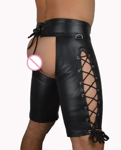 Новинка 2017 сексуальные гей мужские Леггинсы с открытой промежностью латексные