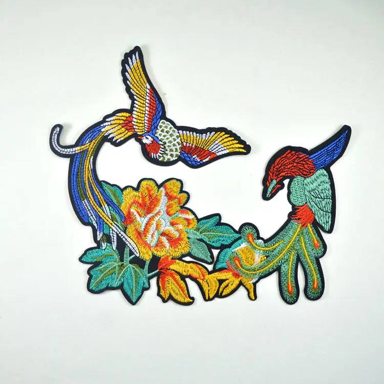 Вышитая аппликация в виде цветов Феникса нашивки для одежды Женская юбка ткань