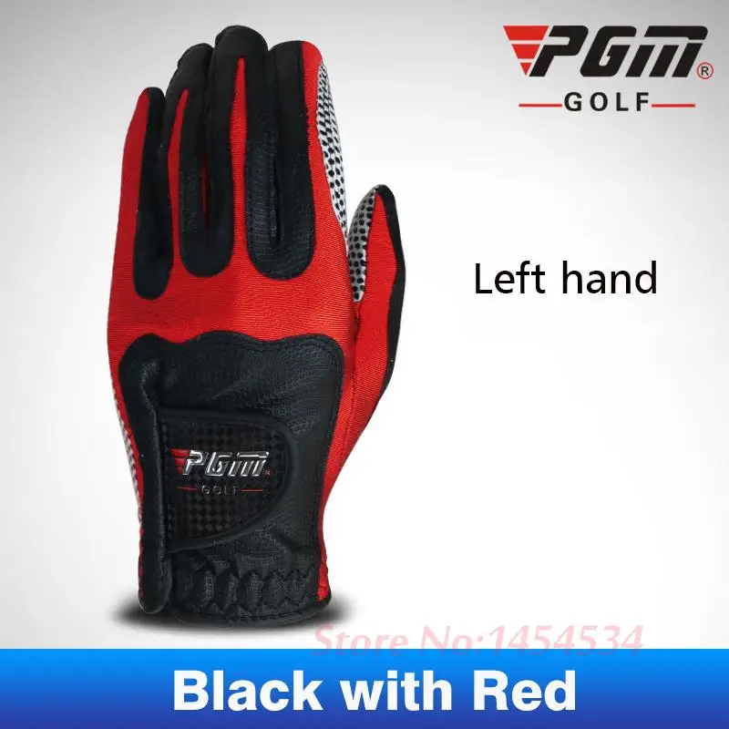 Black with Red Настоящие PGM мужские перчатки для гольфа, тканевые перчатки, новинка, левая/правая рука, GloveMagic, эластичные частицы, женские нескользящие аксессуары - Цвет: Black with Red