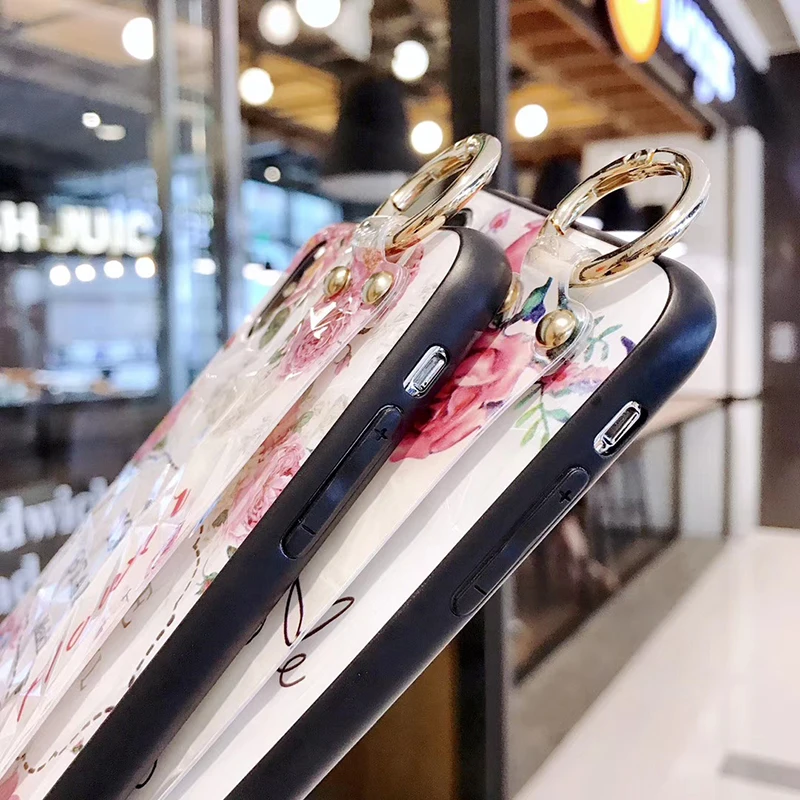 2019 Diamond Crystal Case with Holder Strap for iPhone 7 8 plus 6 6s Flower 3D XS MAX XR X Shinning |