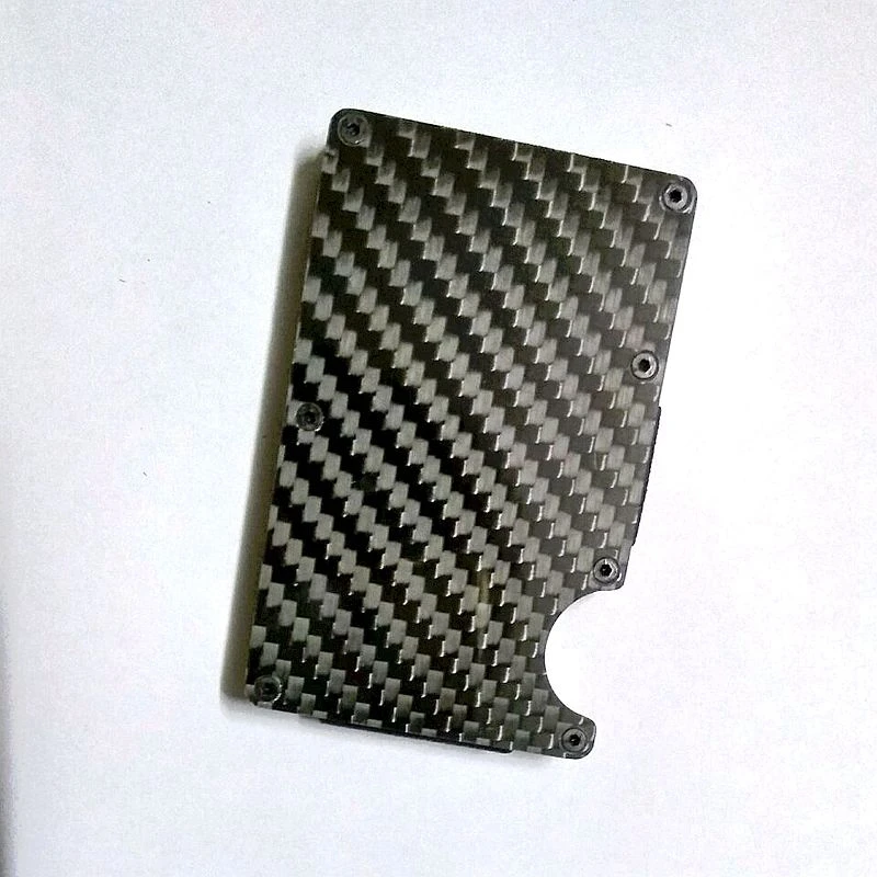 Мини тонкий кошелек из углеродного волокна RFID с металлическим зажимом для