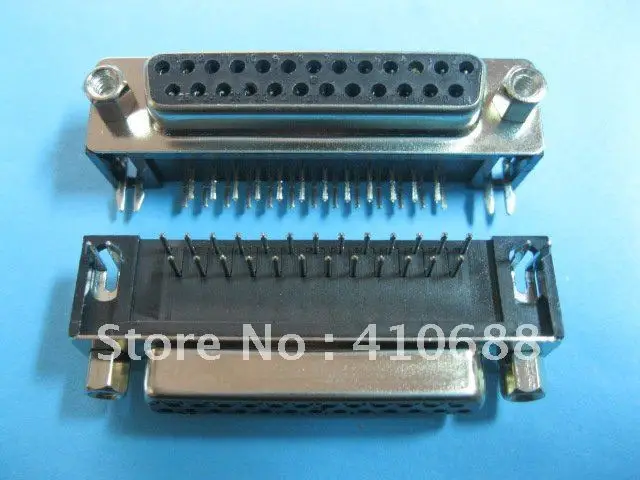 D-Sub 25-контактный гнездовой разъем для печатной платы прямоугольный DIP 2-рядный