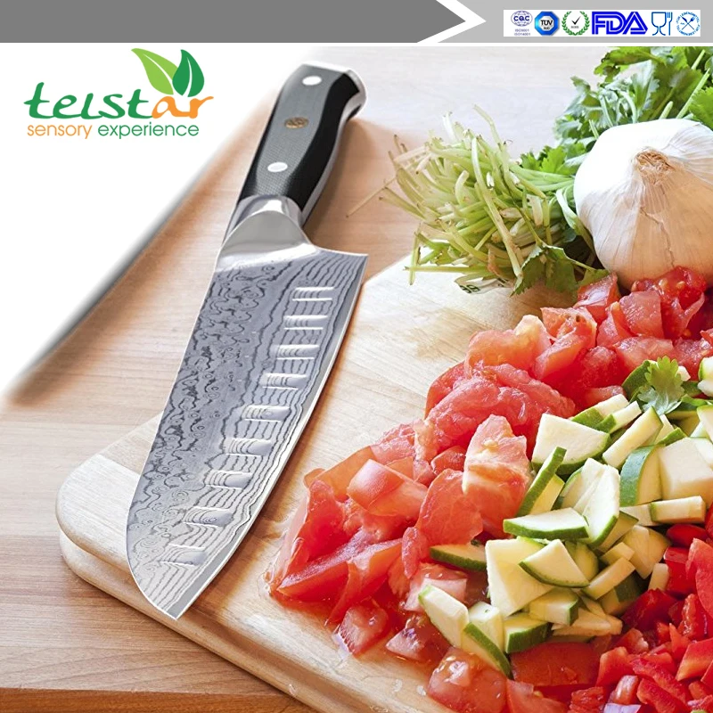 7 дюймов Santoku Ножи японской дамасской VG10 стальная бритва острые лезвия для резки