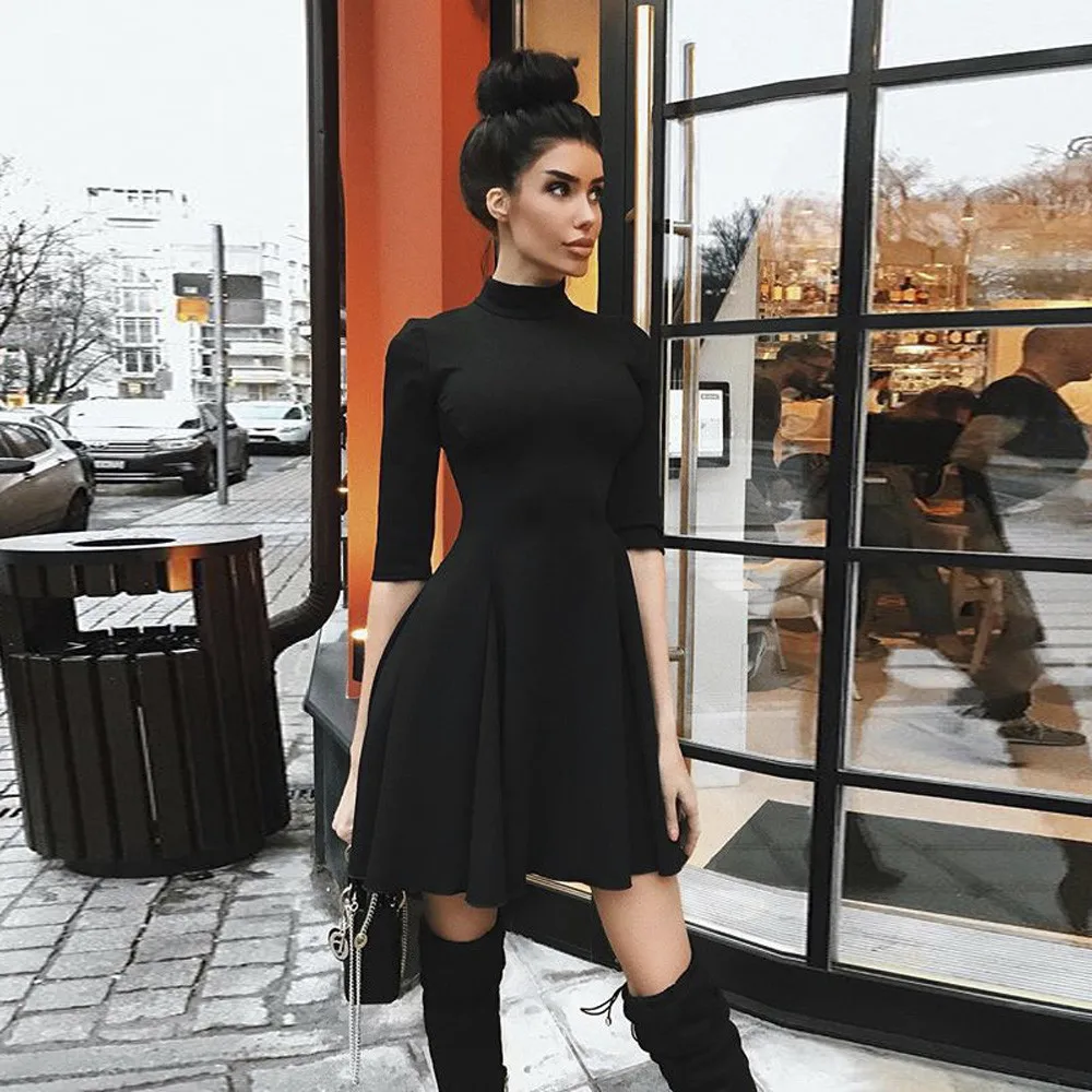 Черное тонкое Плиссированное Платье Vestido летние женские праздничные вечерние
