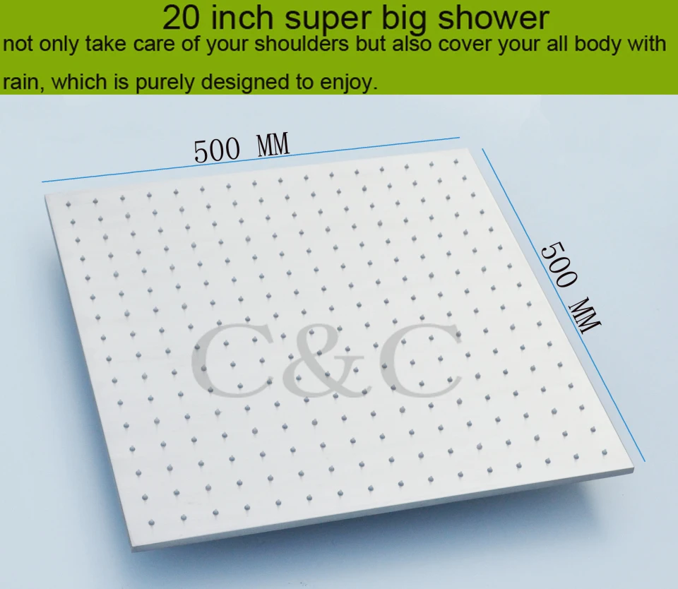 20 дюймов LED 3 вида цветов набор для душа с дождевой насадкой металлический