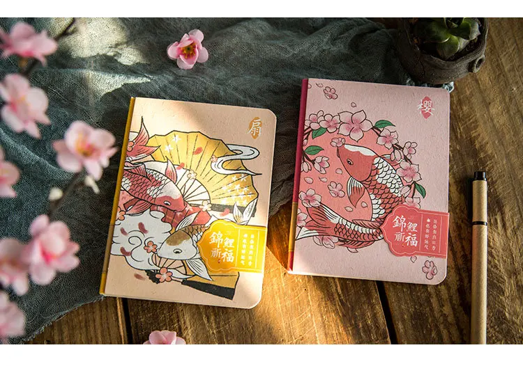 Милый японский блокнот "Koi Fish", альбом для путешествий, альбом для рисования, Канцтовары, планировщик, журнал, ежедневная заметка, блокнот, блокнот, записная книжка, студенческий подарок