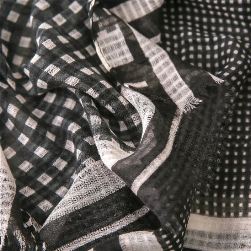 2019 Роскошные Брендовые женские черно белые вискозные шарфы в горошек для леди