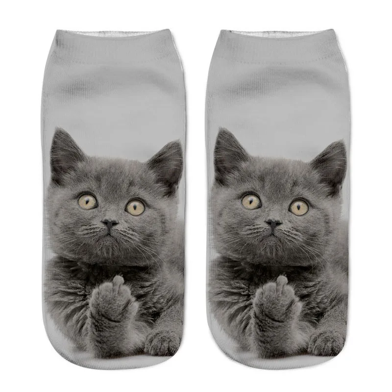 Cat Socks 3D Printing Female Women Low Cut Ankle Calcetines Mujer Casual Hosiery Printed Sock | Женская одежда