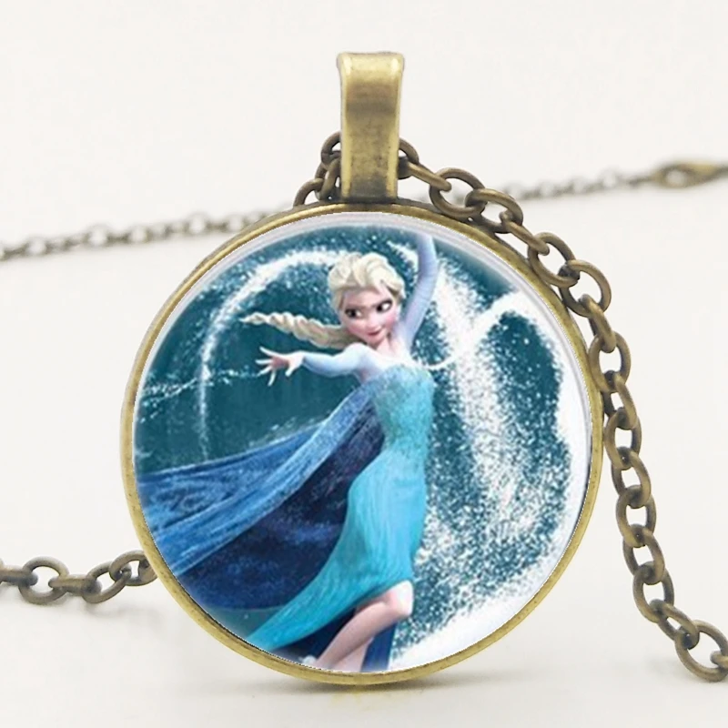 Новая подвеска с Анной подвеской Ge Elsa, ожерелье с изображением героев мультфильмов для девочек, ожерелье с драгоценными камнями, подарок для девочек, цепочка с мультяшным свитером