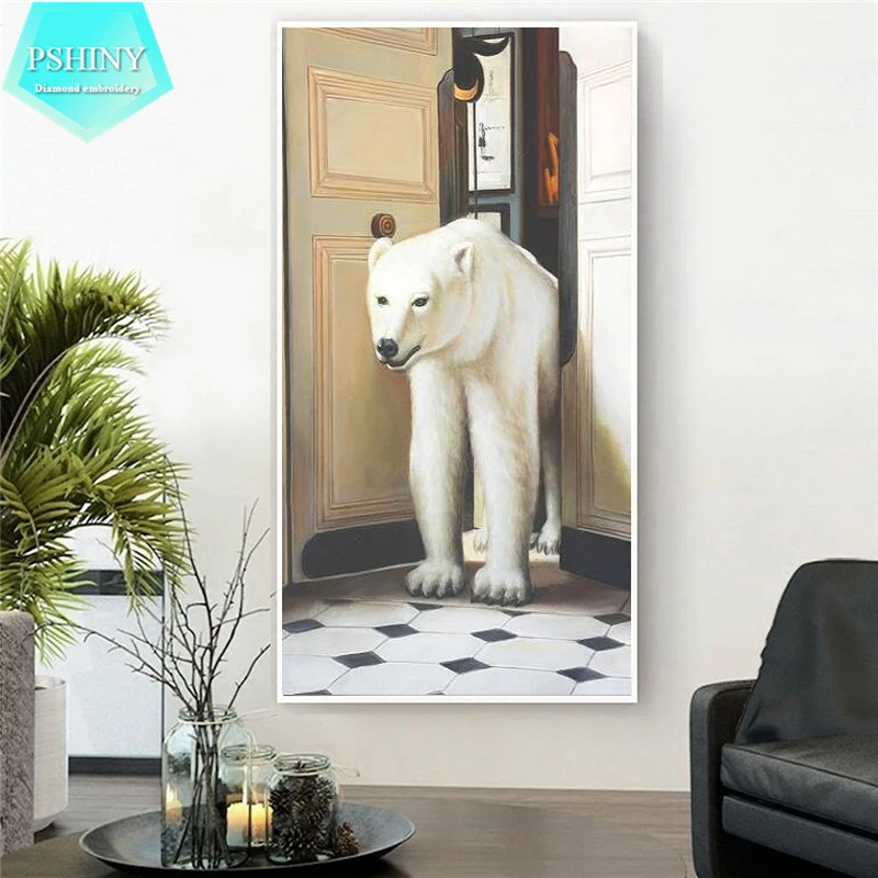 PSHINY 5D DIY Алмазная вышивка продажа полярный медведь животные фотографии страз