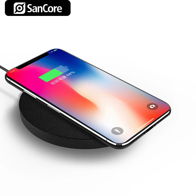 SanCore ультра-тонкое Беспроводное зарядное устройство для iphone 8 X мобильный телефон