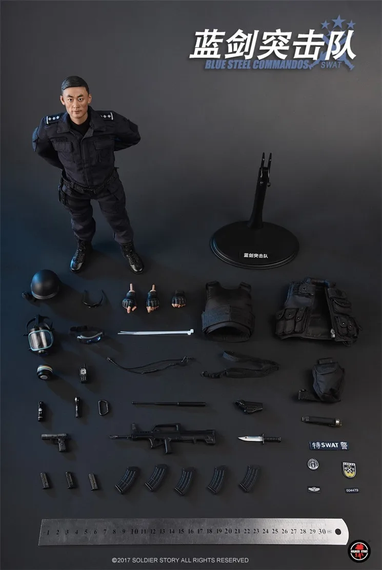SS099 1/6 китайский солдат синий стальной спецназ коллекция фигурки подарки игрушки коллекции