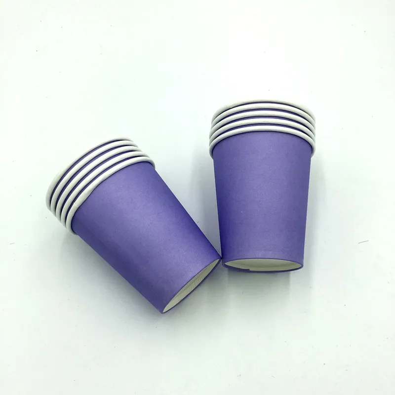 purple 10 шт./лот, однотонные стаканчики, детские принадлежности для дня рождения, однотонные бумажные стаканы, вечерние стаканы для дня рождения - Цвет: purple