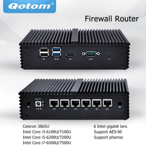 QOTOM Мини ПК Core i3 i5 i7 безвентиляторный VPN компьютер 6 гигабитный Ethernet AES-NI OPNsense брандмауэр Ubuntu Sophos Q555G6 Q575G6